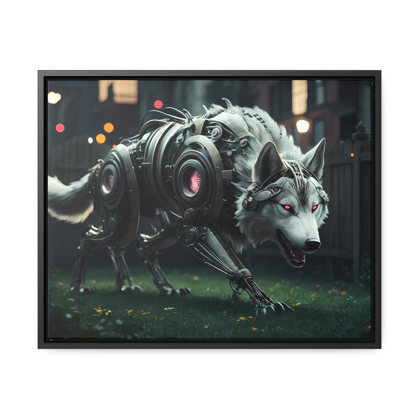 Cyber Wolf Sentinel - Gallery Canvas Wraps, Horizontal Frame