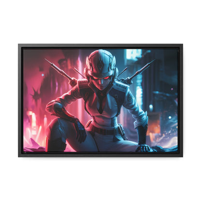 Cybernetic Valkyrie: Neon Enforcer - Gallery Canvas Wraps, Horizontal Frame