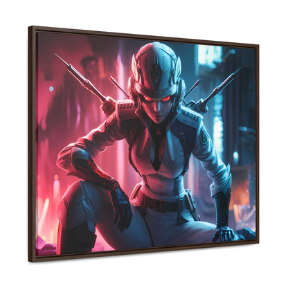 Cybernetic Valkyrie: Neon Enforcer - Gallery Canvas Wraps, Horizontal Frame