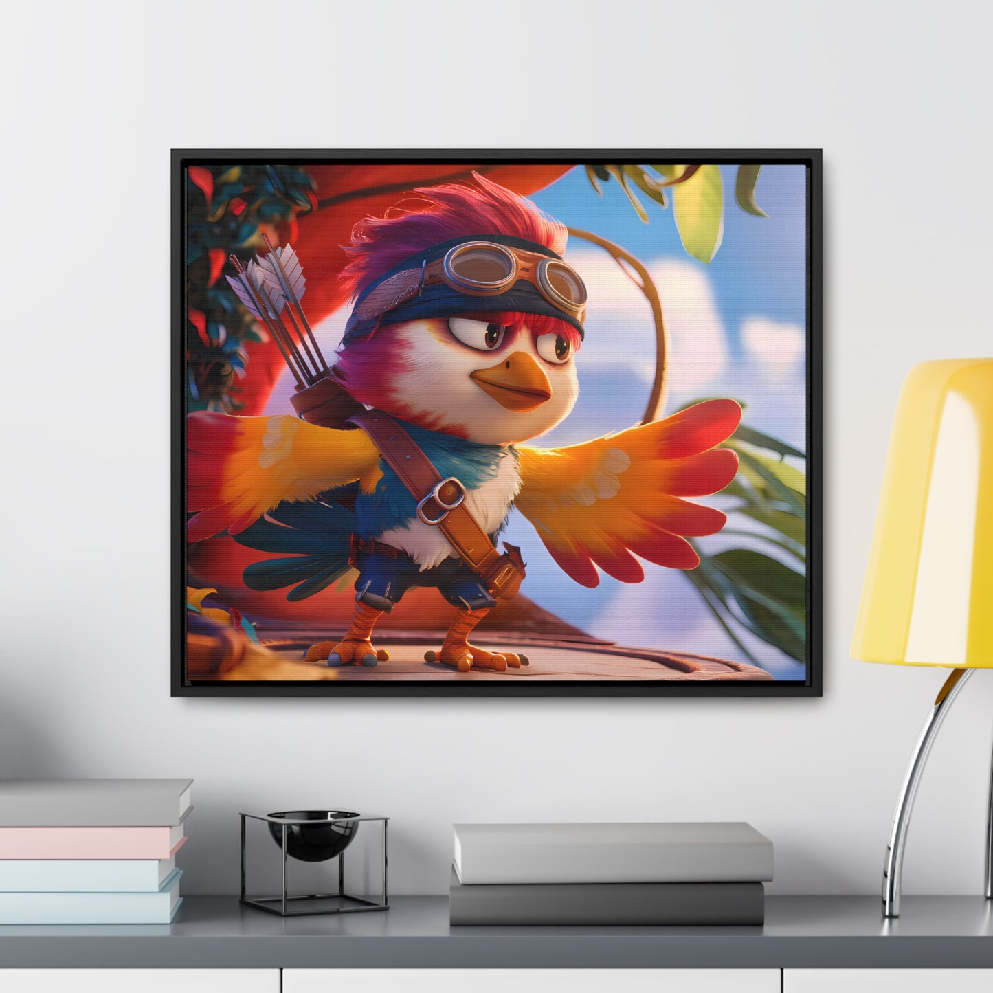 "Feathered Adventurer: The Brave Bird Archer" - Gallery Canvas Wraps, Horizontal Frame