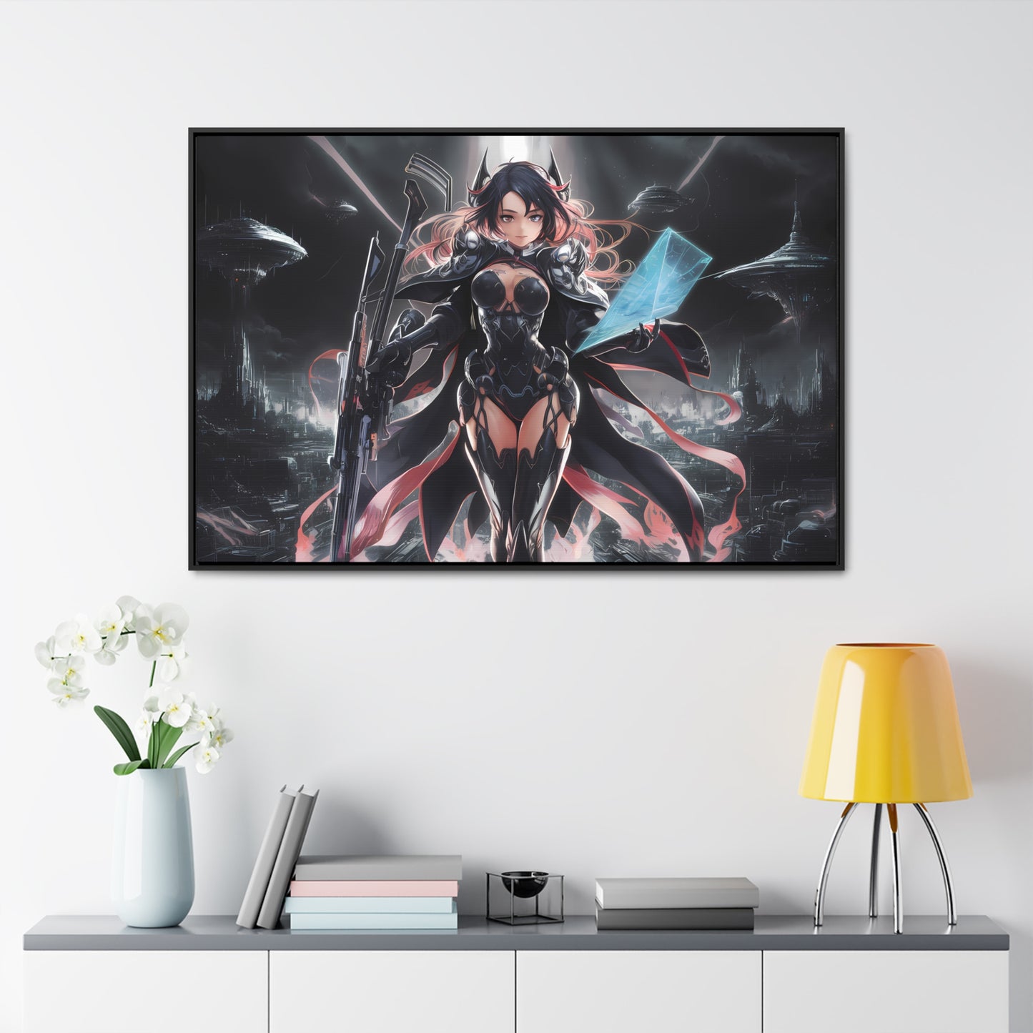 The Sentinel of Neon Skies - Gallery Canvas Wraps, Horizontal Frame