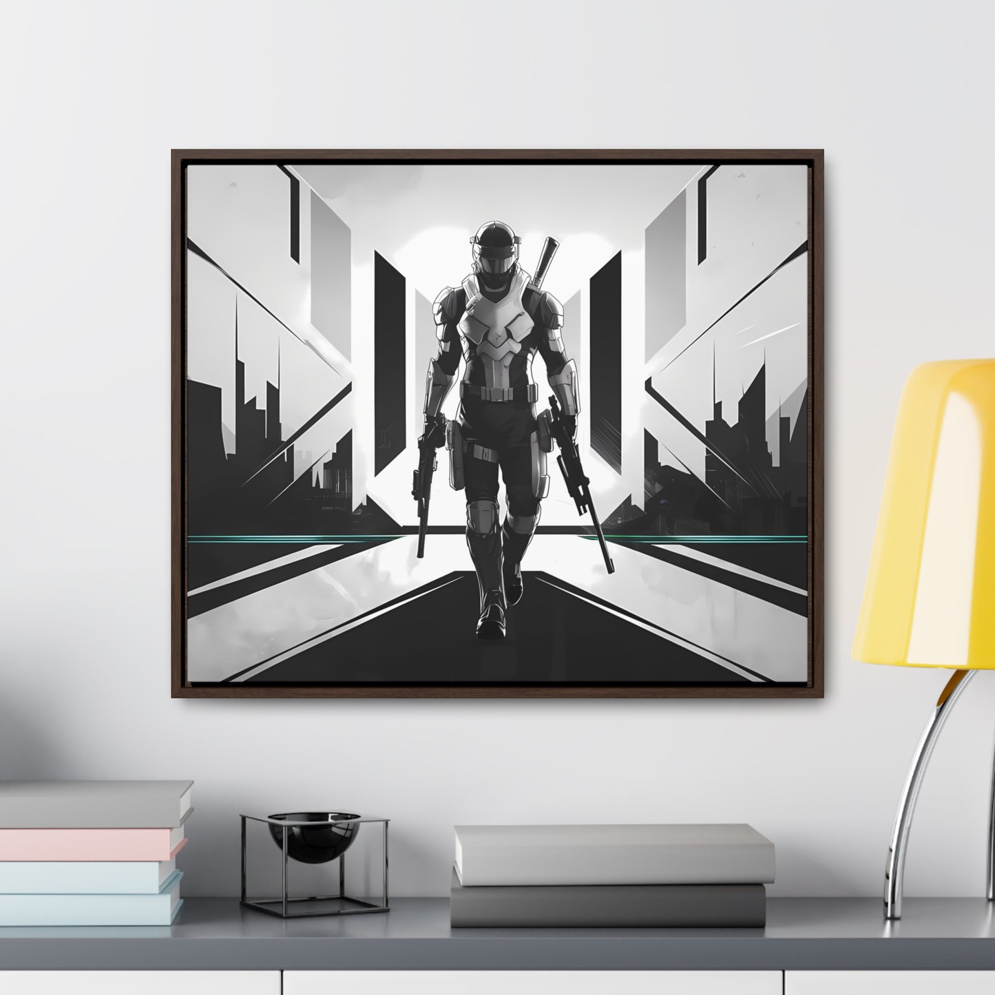 Sentinel of the Neon Metropolis - Gallery Canvas Wraps, Horizontal Frame