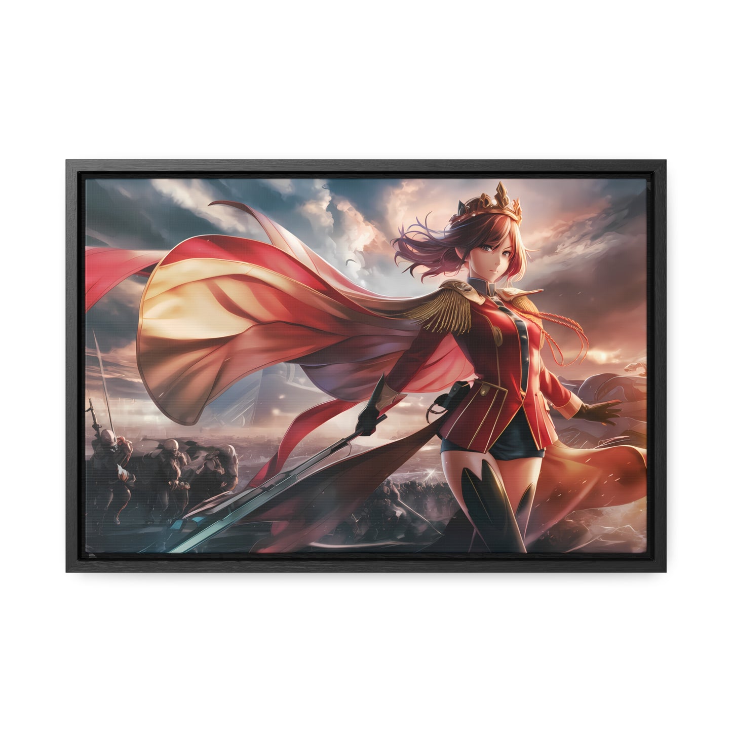 "Crimson Empress: Battle's Edge" - Gallery Canvas Wraps, Horizontal Frame