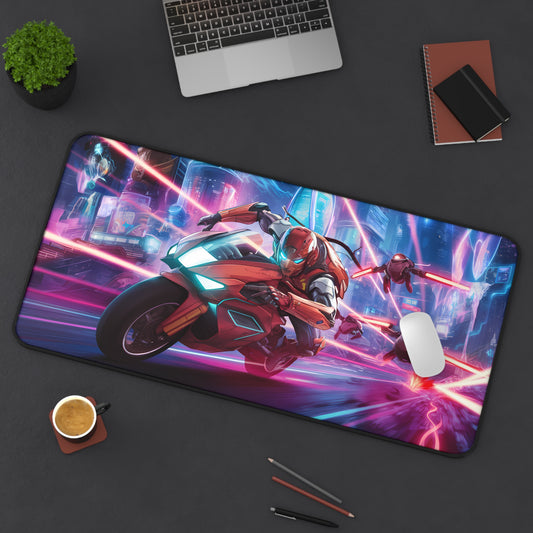 Neon Chase: Cyberbike Pursuit - Desk Mat