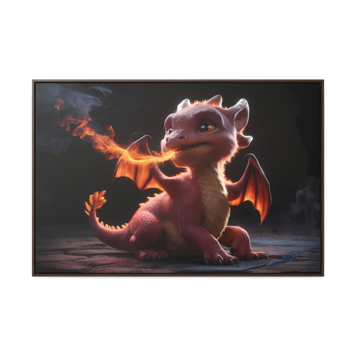 "Baby Dragon's First Flame" - Gallery Canvas Wraps, Horizontal Frame