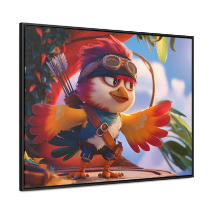 "Feathered Adventurer: The Brave Bird Archer" - Gallery Canvas Wraps, Horizontal Frame