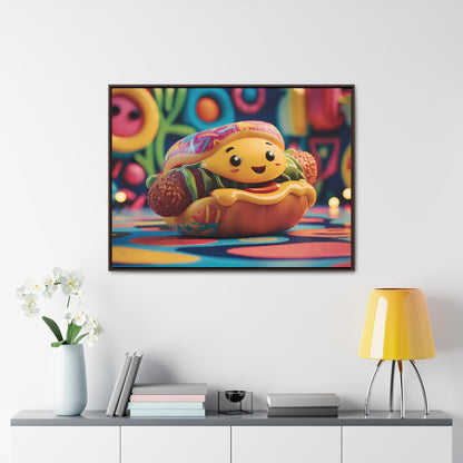 Cheerful Burger Adventure - Gallery Canvas Wraps, Horizontal Frame