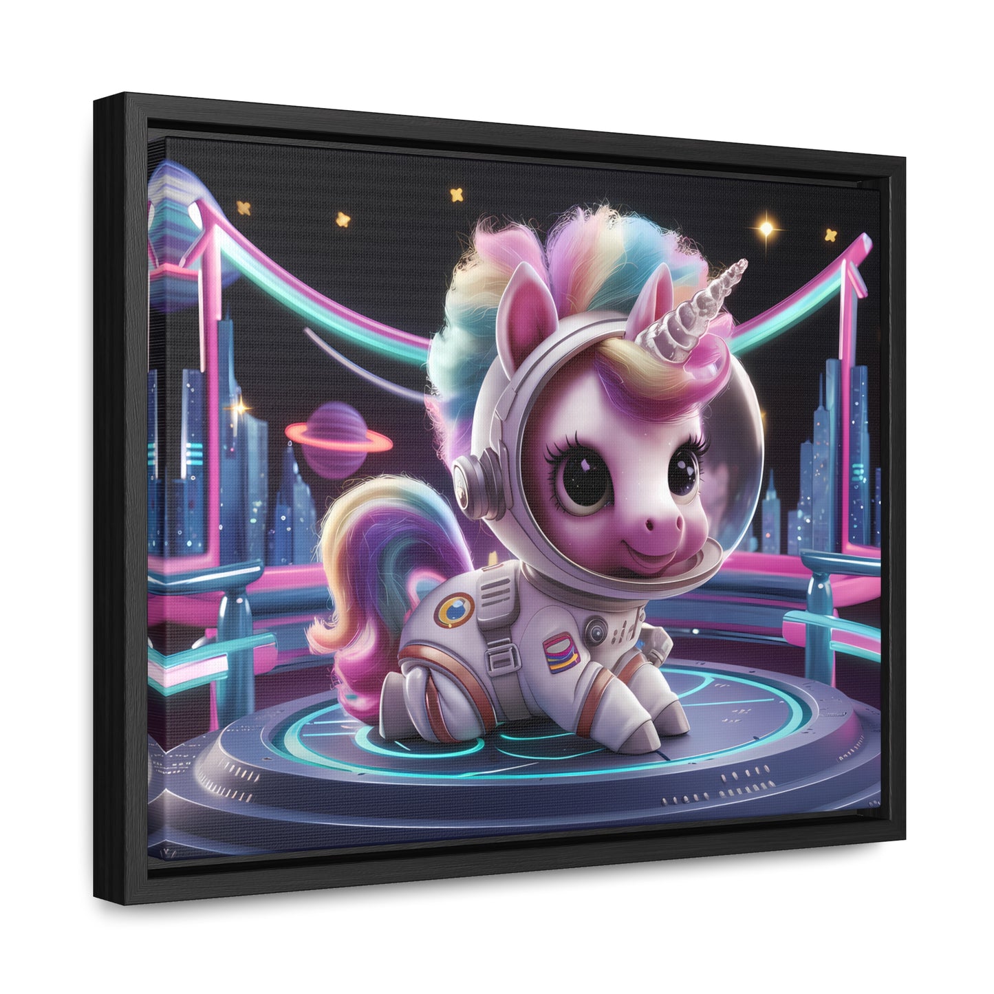 "Galactic Unicorn Explorer" - Gallery Canvas Wraps, Horizontal Frame