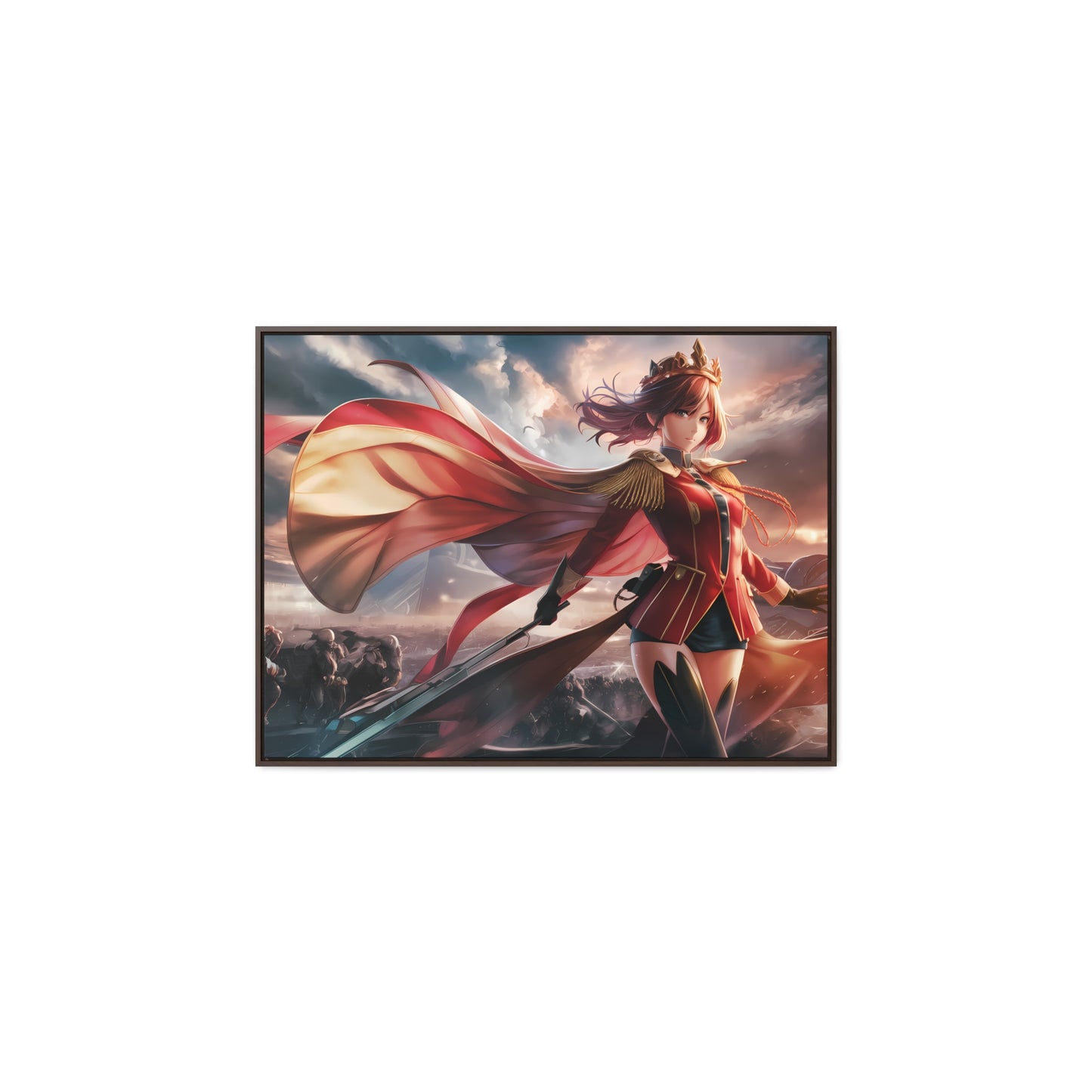 "Crimson Empress: Battle's Edge" - Gallery Canvas Wraps, Horizontal Frame