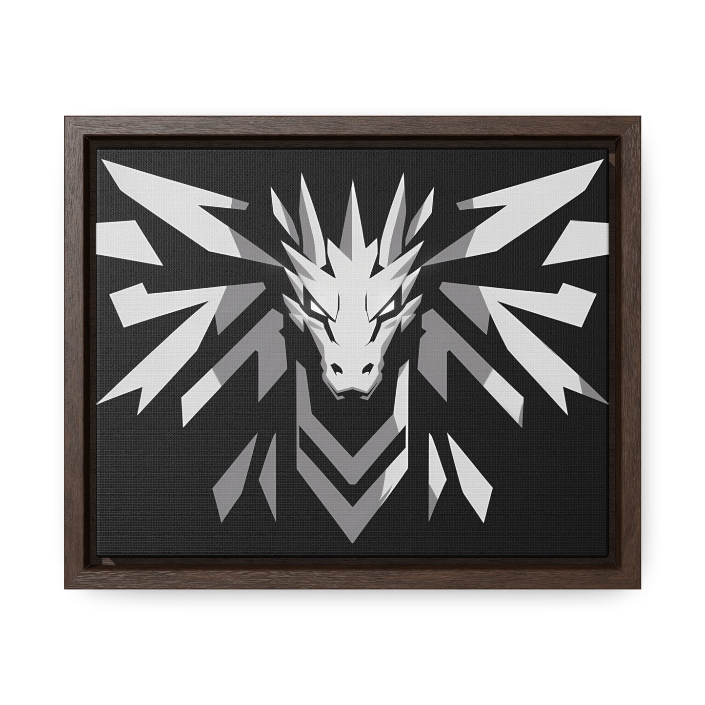 "Silver Dragon Crest" - Gallery Canvas Wraps, Horizontal Frame