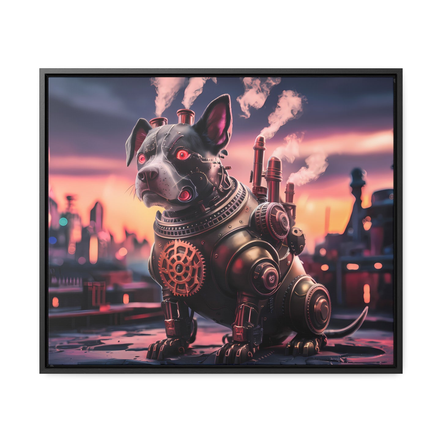 Cyber Canine: Steampunk Sentinel - Gallery Canvas Wraps, Horizontal Frame