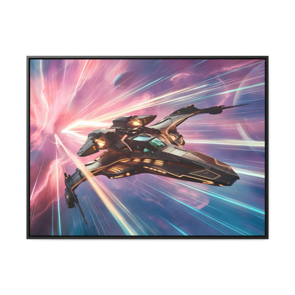 "Starship Through the Cosmic Rift" - Gallery Canvas Wraps, Horizontal Frame