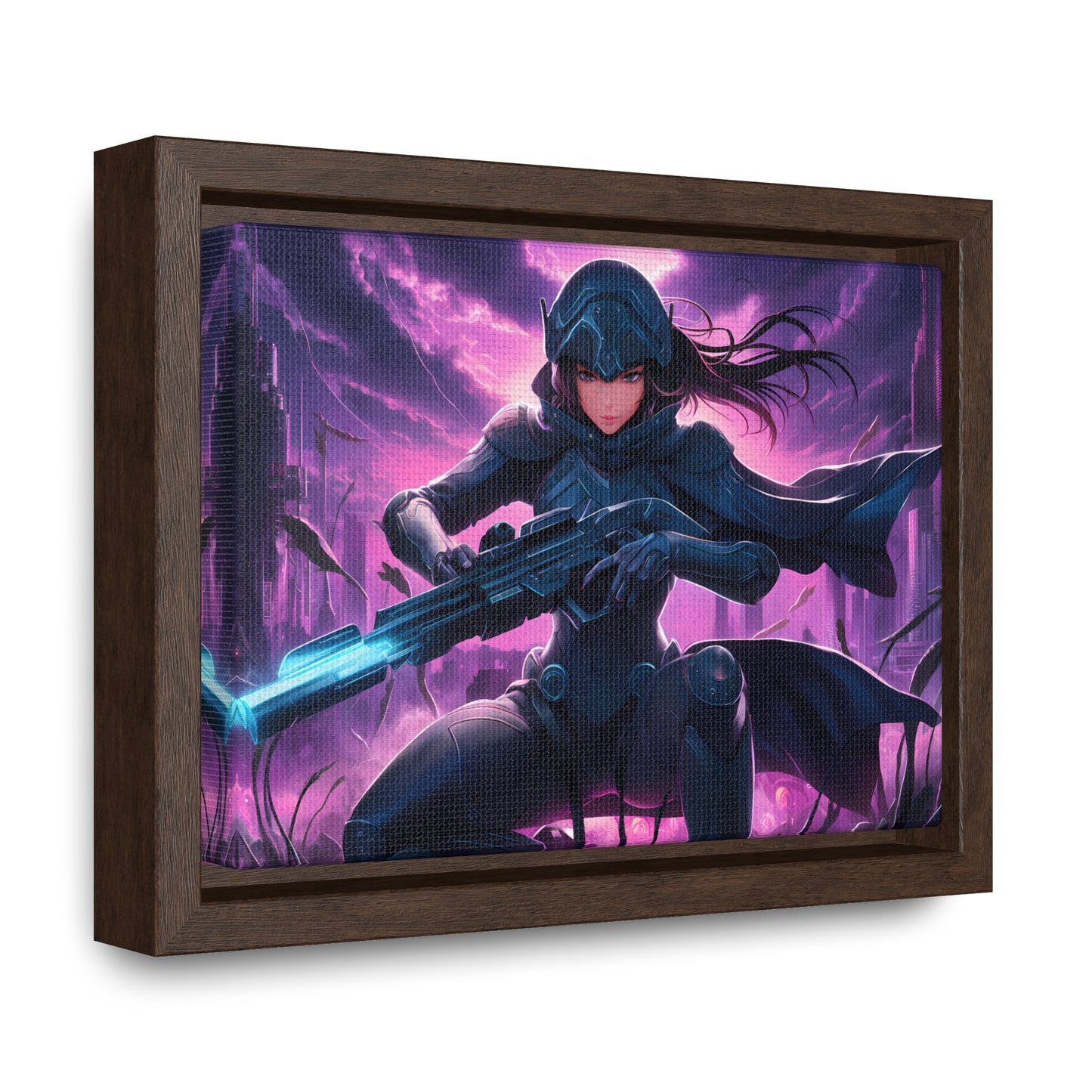 Shadow Sentinel: Neon Hunter - Gallery Canvas Wraps, Horizontal Frame