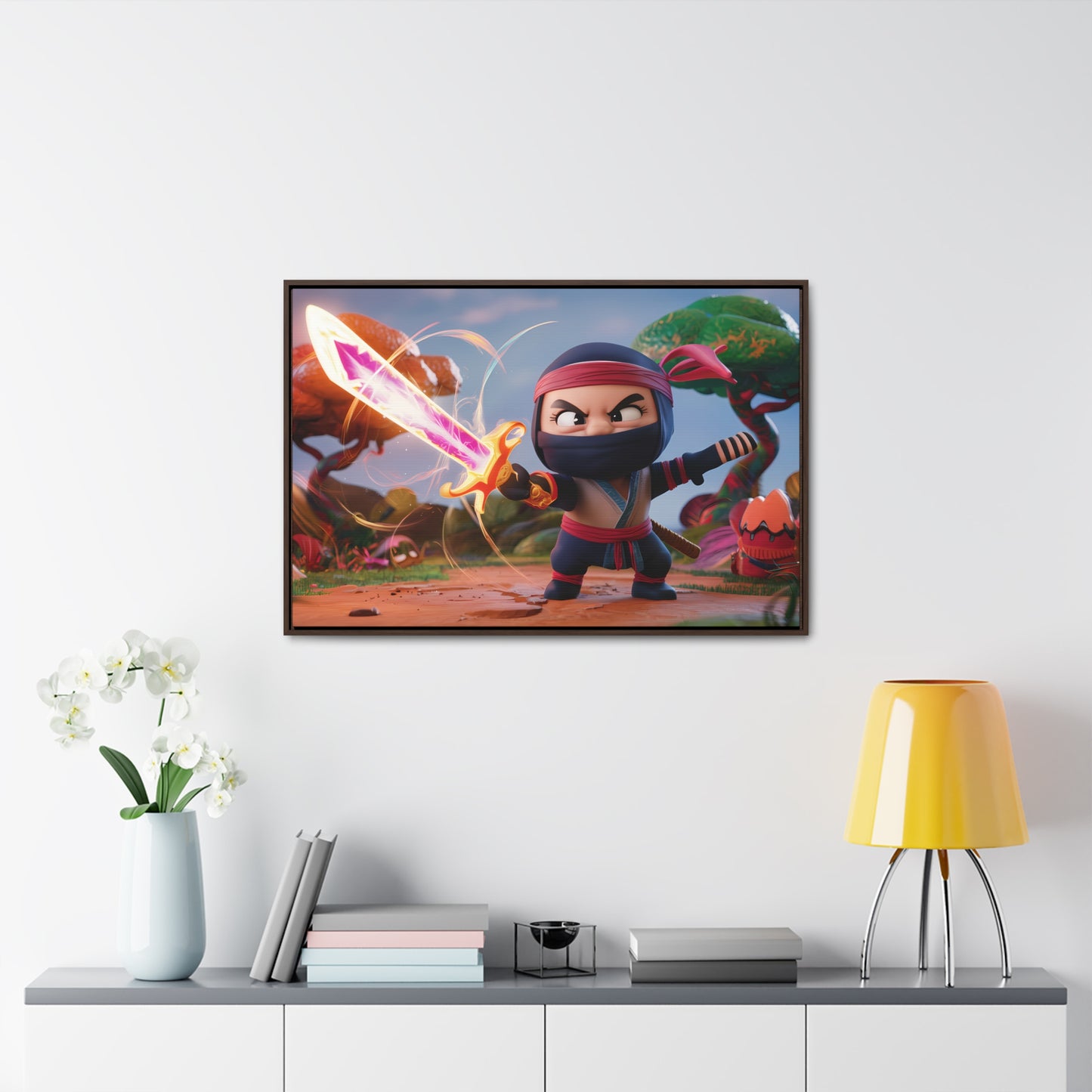 Ninja's Radiant Blade Adventure - Gallery Canvas Wraps, Horizontal Frame