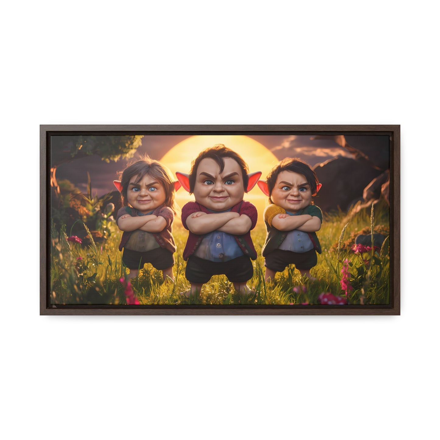 The Mischievous Trio at Sunset - Gallery Canvas Wraps, Horizontal Frame