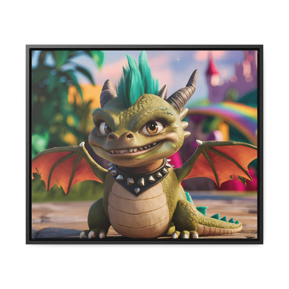 "Spike the Mischievous Baby Dragon" - Gallery Canvas Wraps, Horizontal Frame