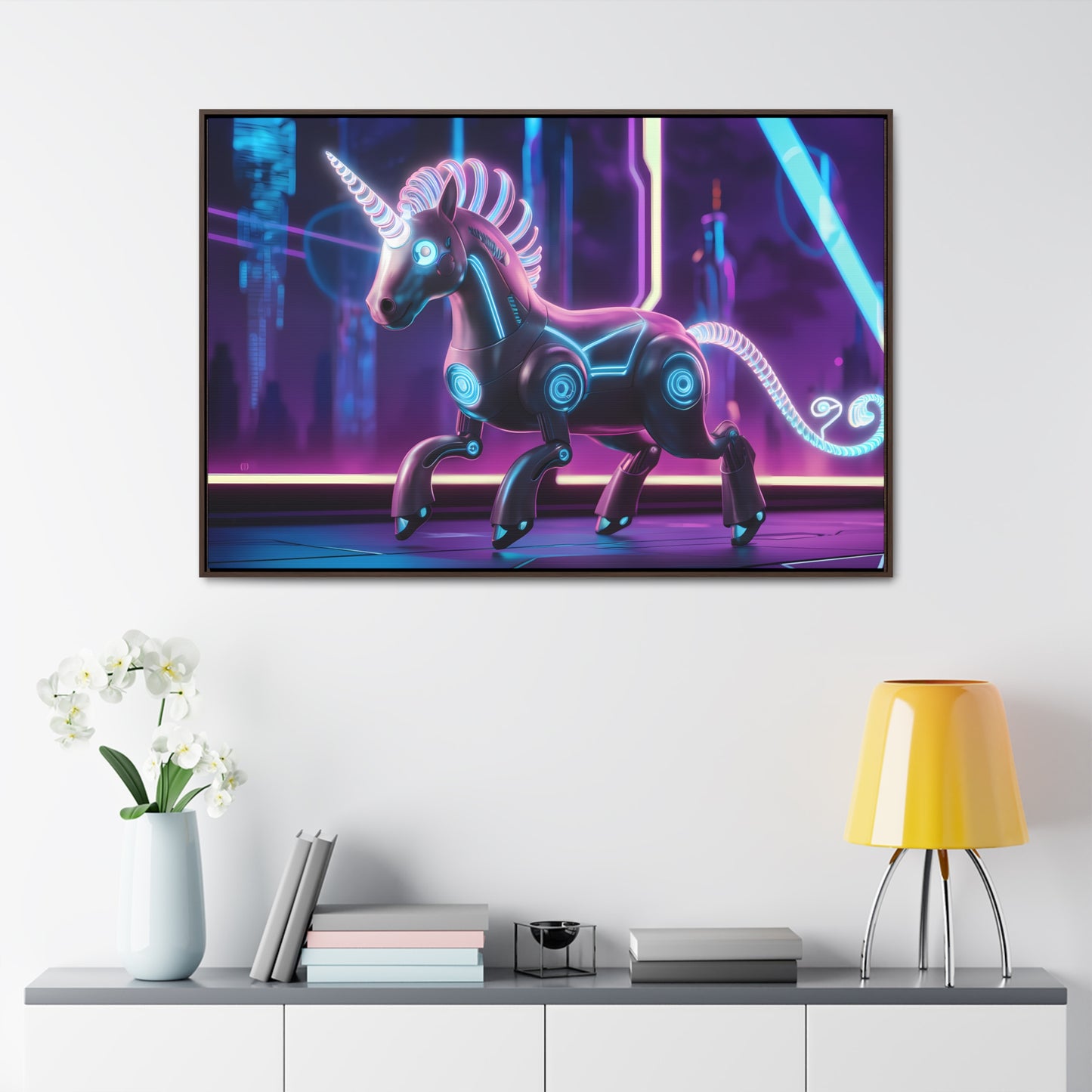 Cybernetic Unicorn - Gallery Canvas Wraps, Horizontal Frame