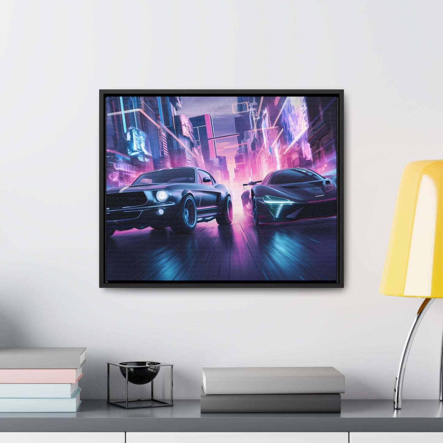 Neon Speed Duel - Gallery Canvas Wraps, Horizontal Frame