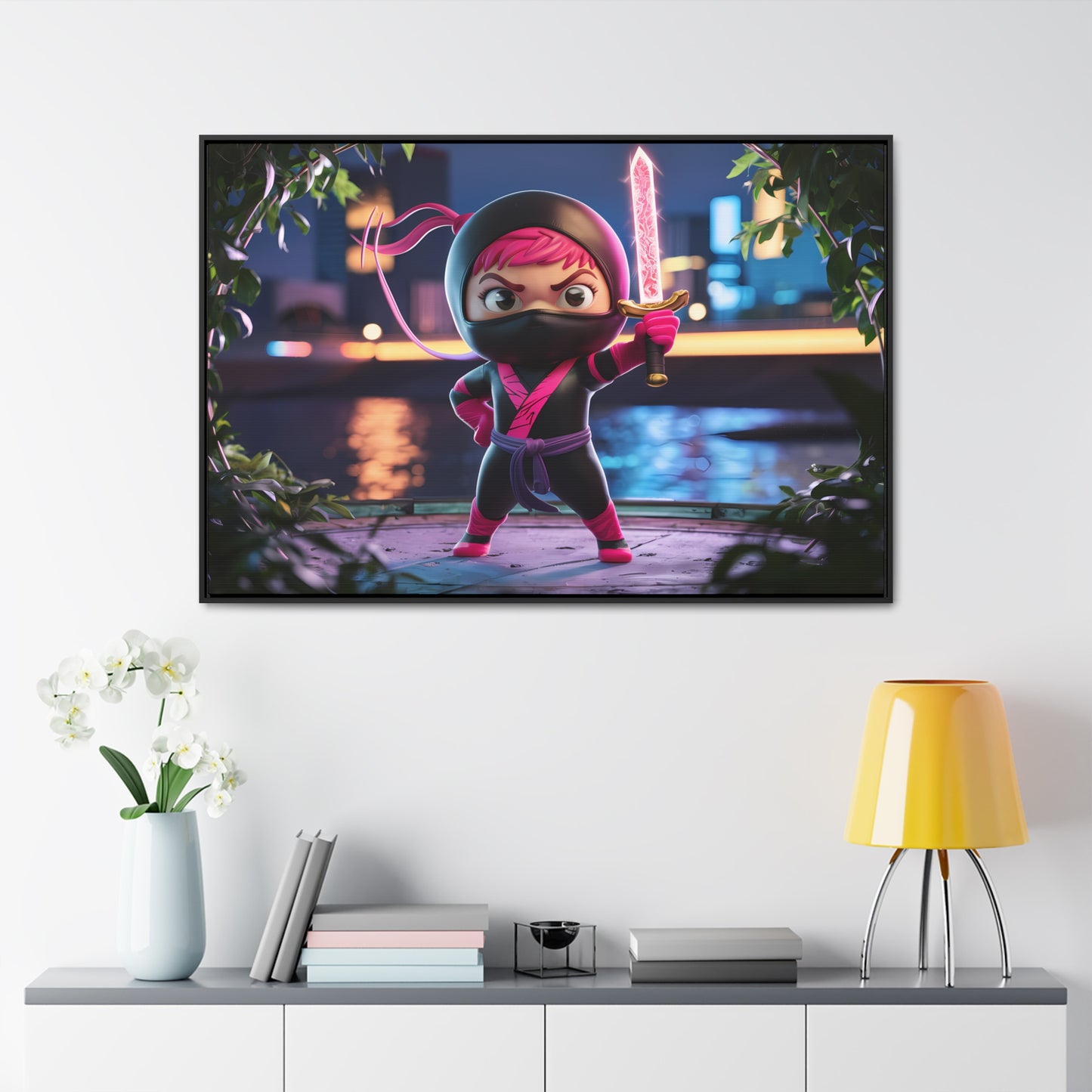 Blade of the Pink Ninja - Gallery Canvas Wraps, Horizontal Frame