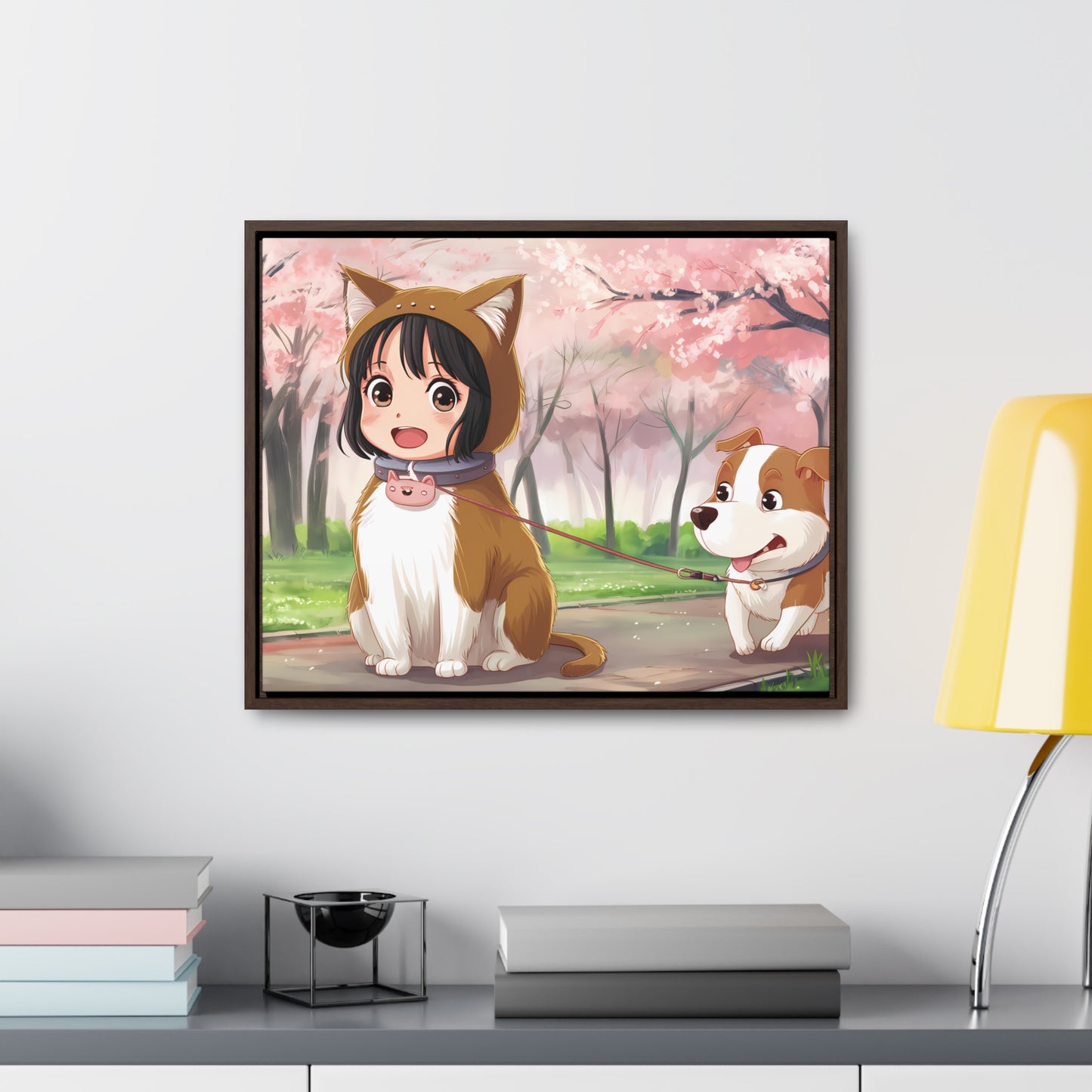 Blossom Walk with My Furry Friends - Gallery Canvas Wraps, Horizontal Frame