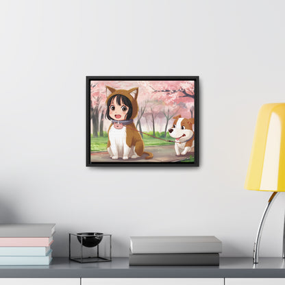 Blossom Walk with My Furry Friends - Gallery Canvas Wraps, Horizontal Frame