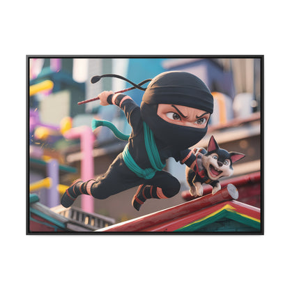 "Ninja and the Fearless Pup" - Gallery Canvas Wraps, Horizontal Frame