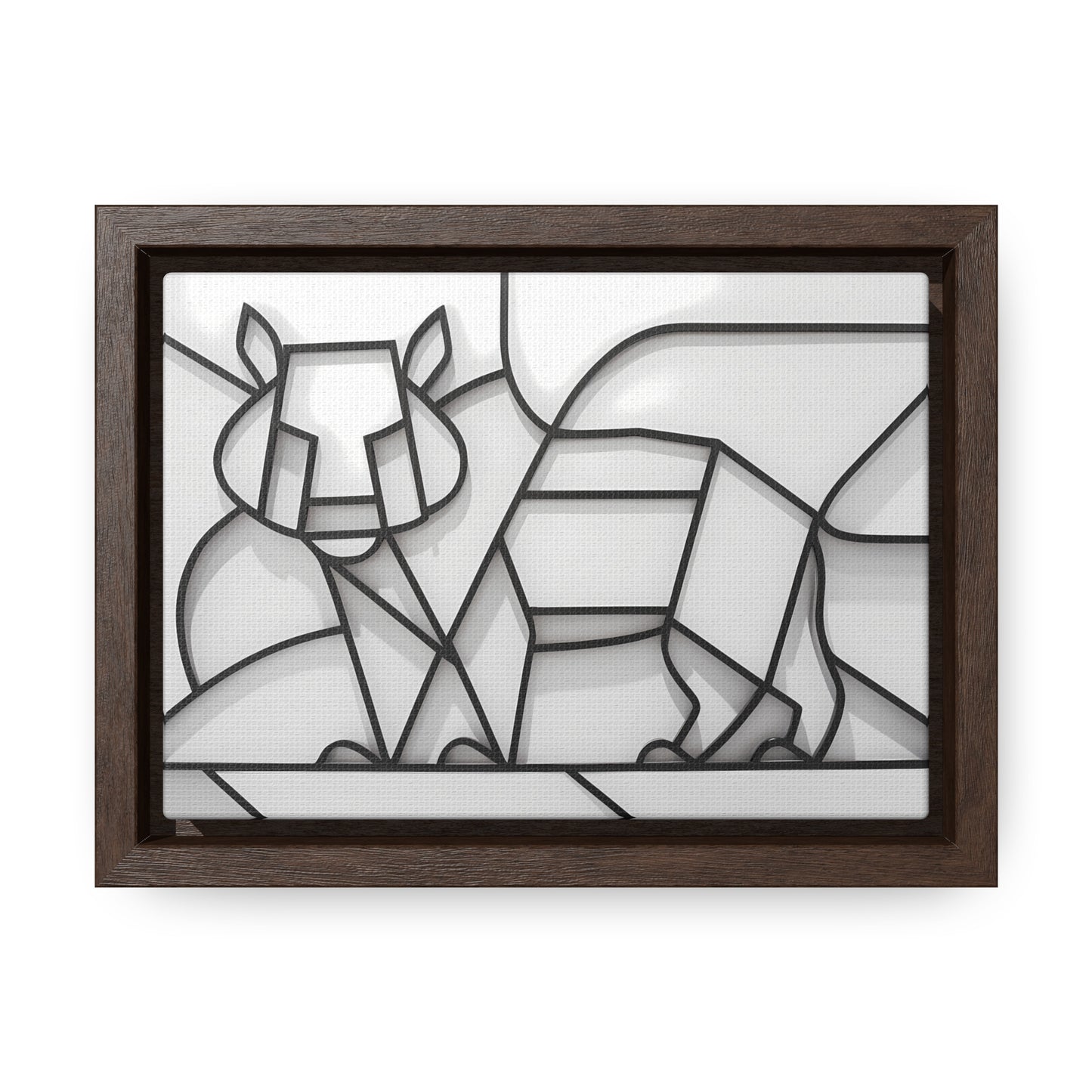 Geometric Rhino in Monochrome - Gallery Canvas Wraps, Horizontal Frame