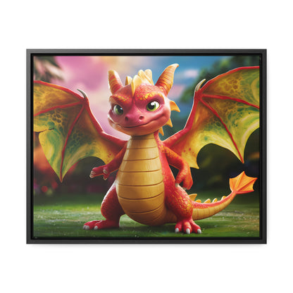 "Playful Baby Dragon in a Magical Forest" - Gallery Canvas Wraps, Horizontal Frame