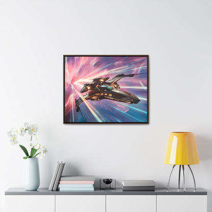 "Starship Through the Cosmic Rift" - Gallery Canvas Wraps, Horizontal Frame