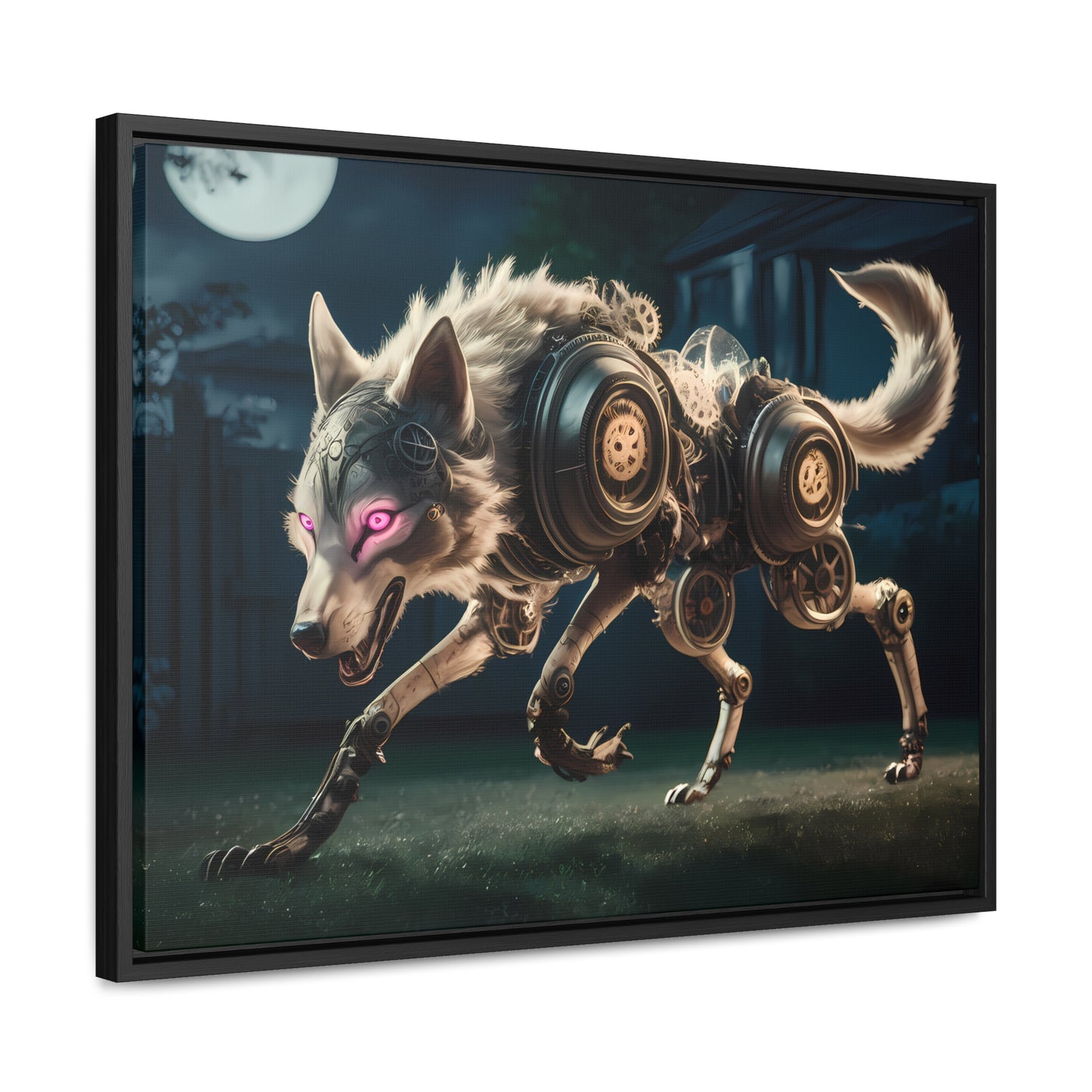 Cyberwolf Under the Moon - Gallery Canvas Wraps, Horizontal Frame