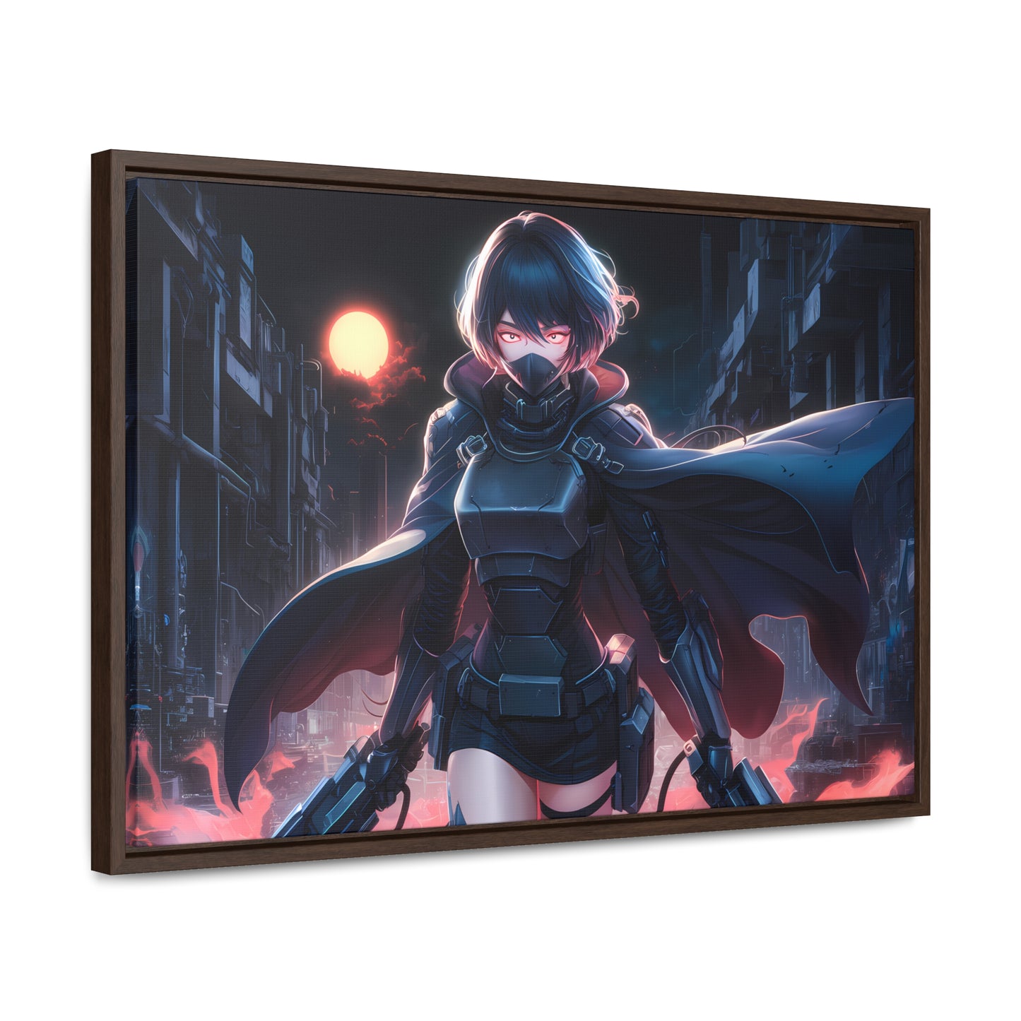 "Nightblade: The Cyberpunk Vigilante" - Gallery Canvas Wraps, Horizontal Frame