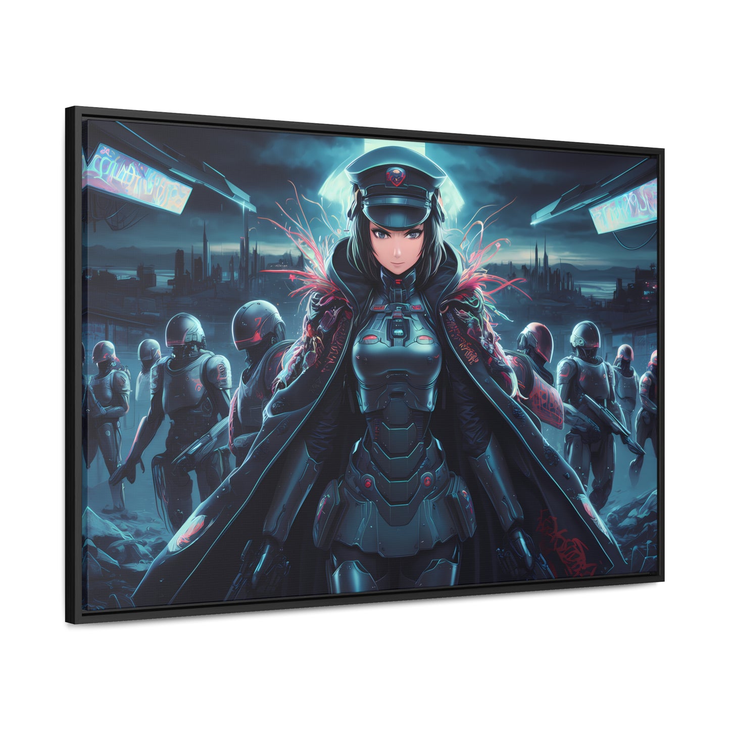 Cybernetic Enforcer: Rise of the Neon Syndicate - Gallery Canvas Wraps, Horizontal Frame