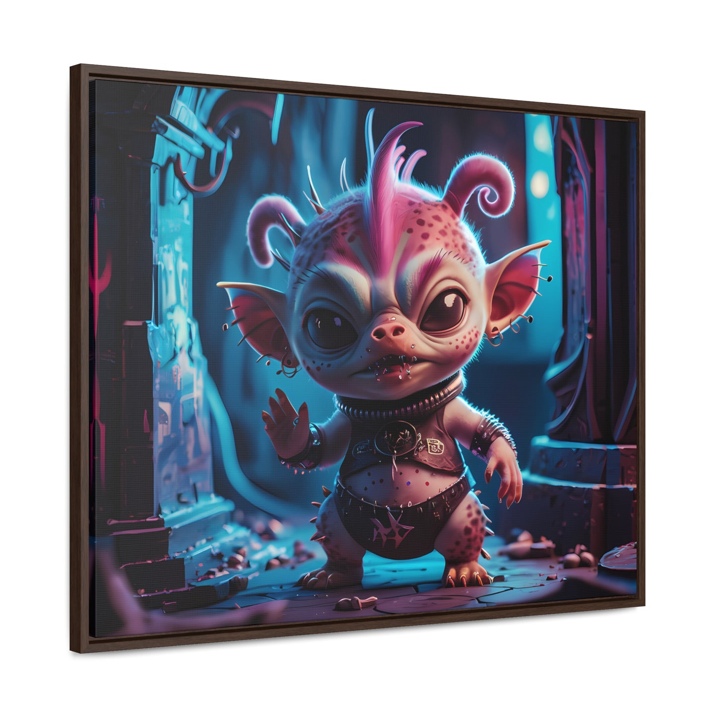 "Punk Goblin in Neon Alley" - Gallery Canvas Wraps, Horizontal Frame