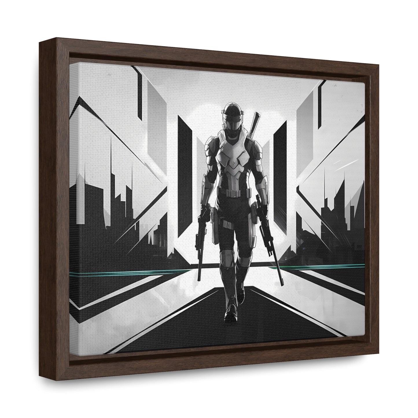 Sentinel of the Neon Metropolis - Gallery Canvas Wraps, Horizontal Frame