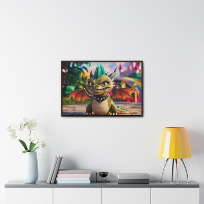 "Spike the Mischievous Baby Dragon" - Gallery Canvas Wraps, Horizontal Frame