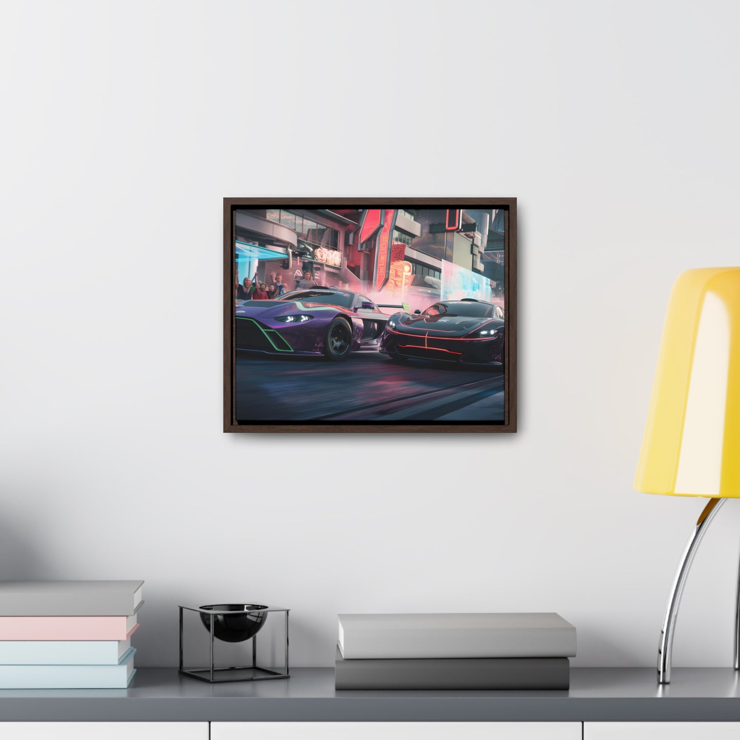 Neon Drift Showdown - Gallery Canvas Wraps, Horizontal Frame