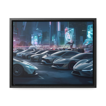 "Midnight Car Meet in Neon City" - Gallery Canvas Wraps, Horizontal Frame