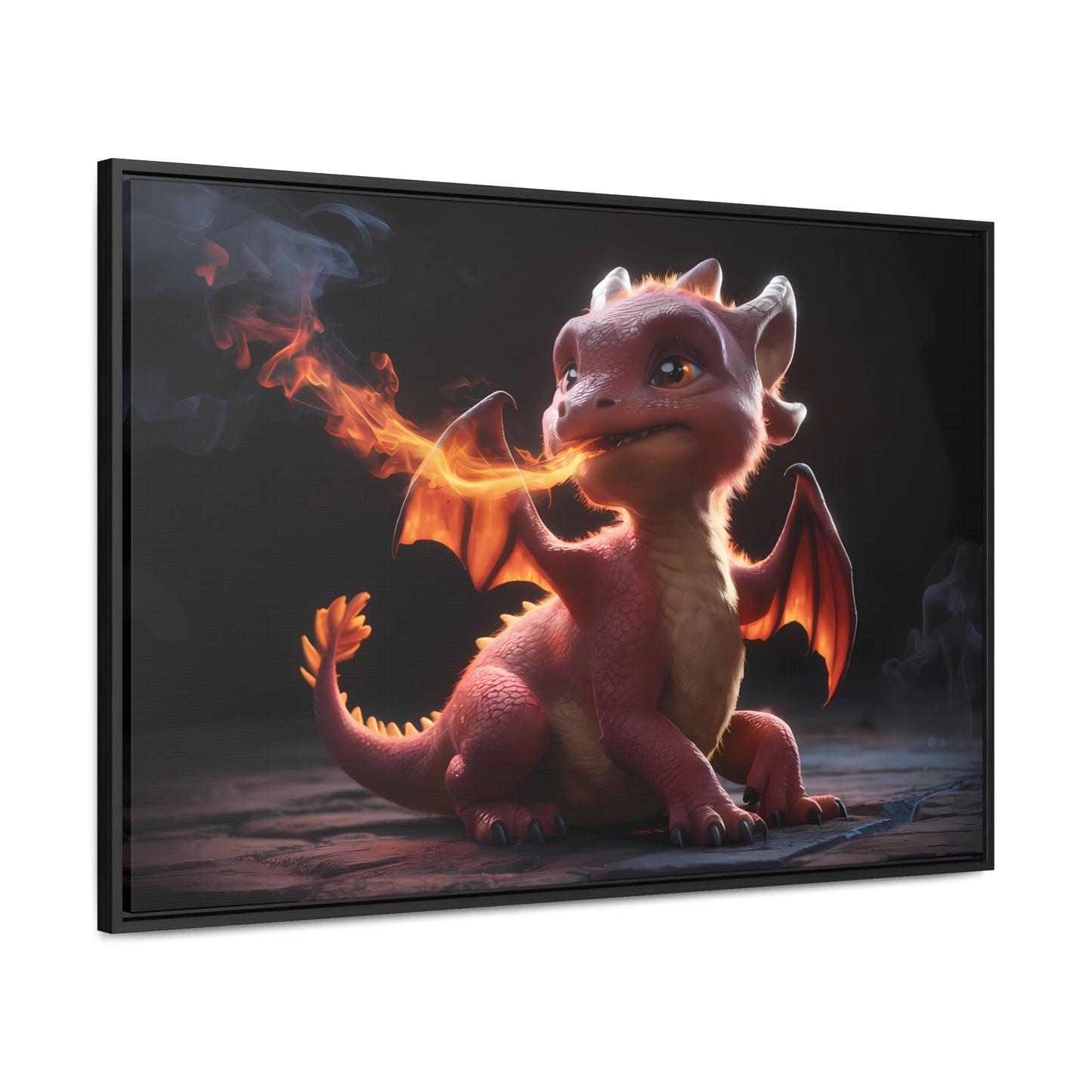 "Baby Dragon's First Flame" - Gallery Canvas Wraps, Horizontal Frame