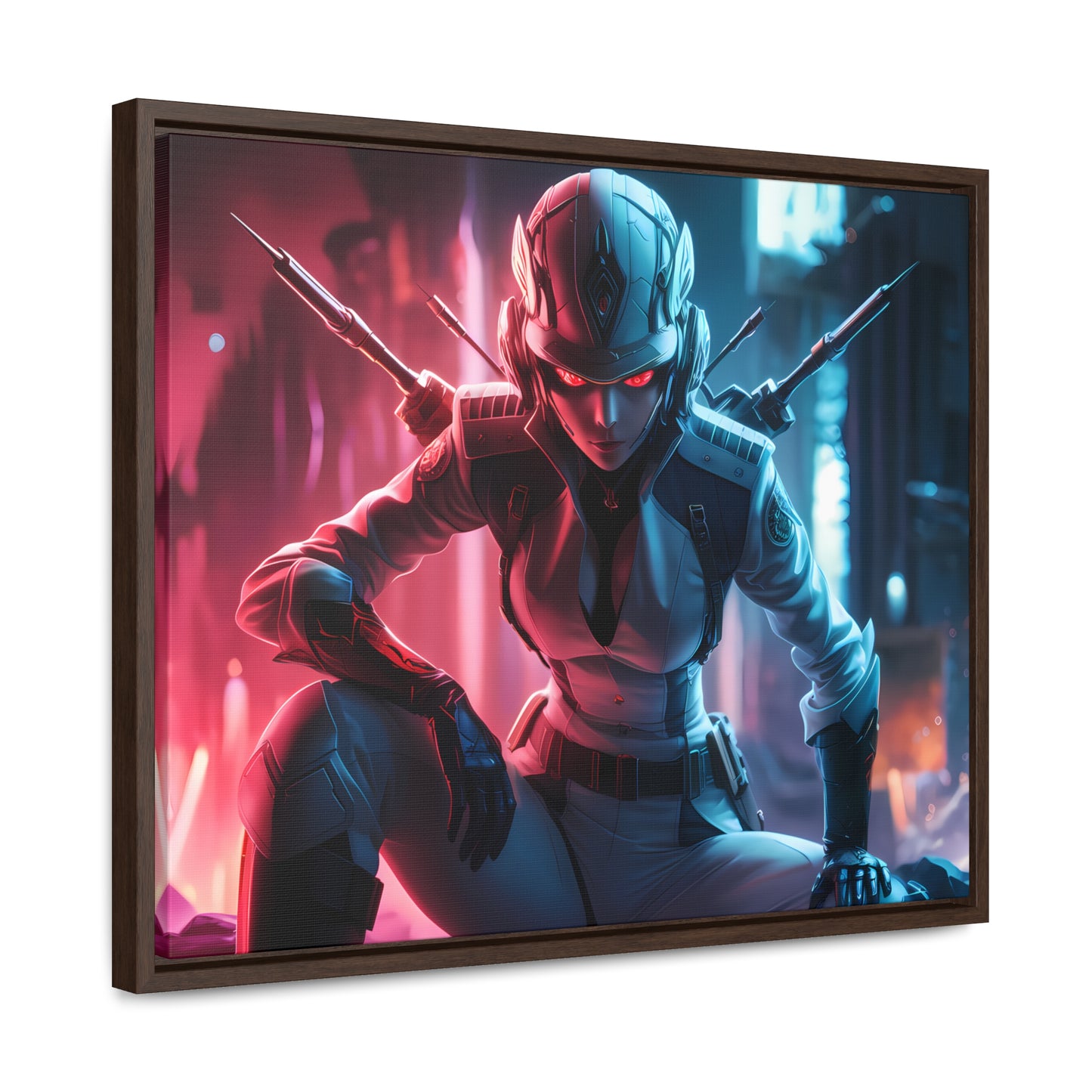 Cybernetic Valkyrie: Neon Enforcer - Gallery Canvas Wraps, Horizontal Frame