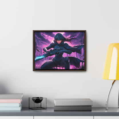 Shadow Sentinel: Neon Hunter - Gallery Canvas Wraps, Horizontal Frame