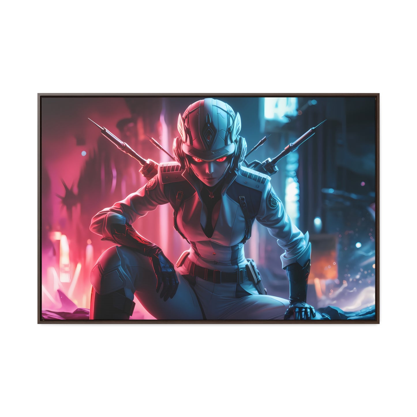 Cybernetic Valkyrie: Neon Enforcer - Gallery Canvas Wraps, Horizontal Frame