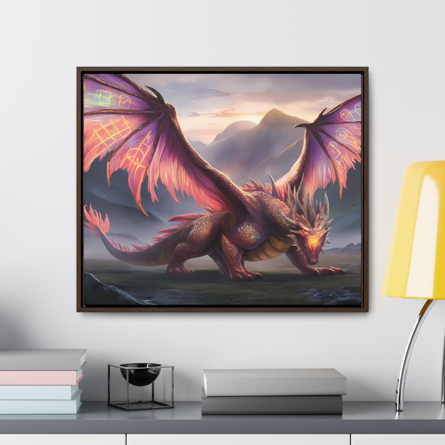 "The Arcane Guardian of the Crimson Peaks" - Gallery Canvas Wraps, Horizontal Frame