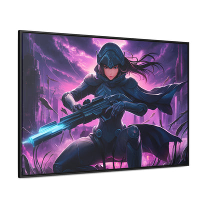 Shadow Sentinel: Neon Hunter - Gallery Canvas Wraps, Horizontal Frame