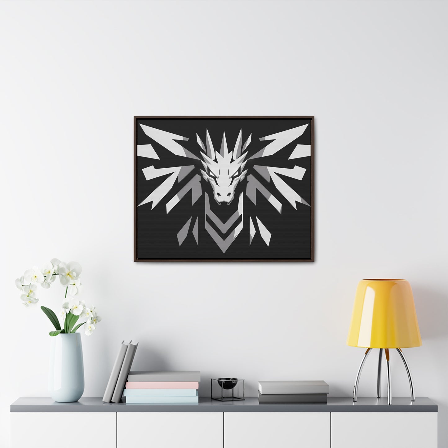 "Silver Dragon Crest" - Gallery Canvas Wraps, Horizontal Frame