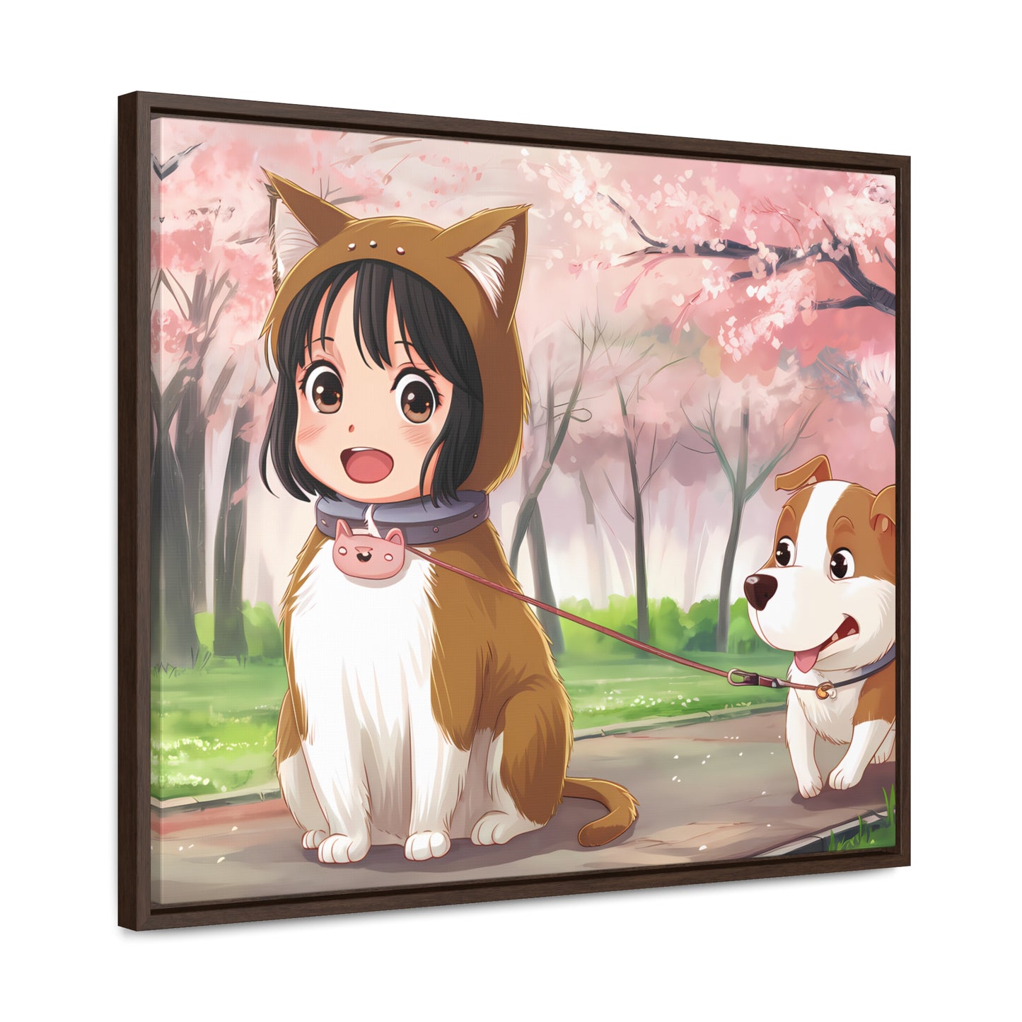 Blossom Walk with My Furry Friends - Gallery Canvas Wraps, Horizontal Frame