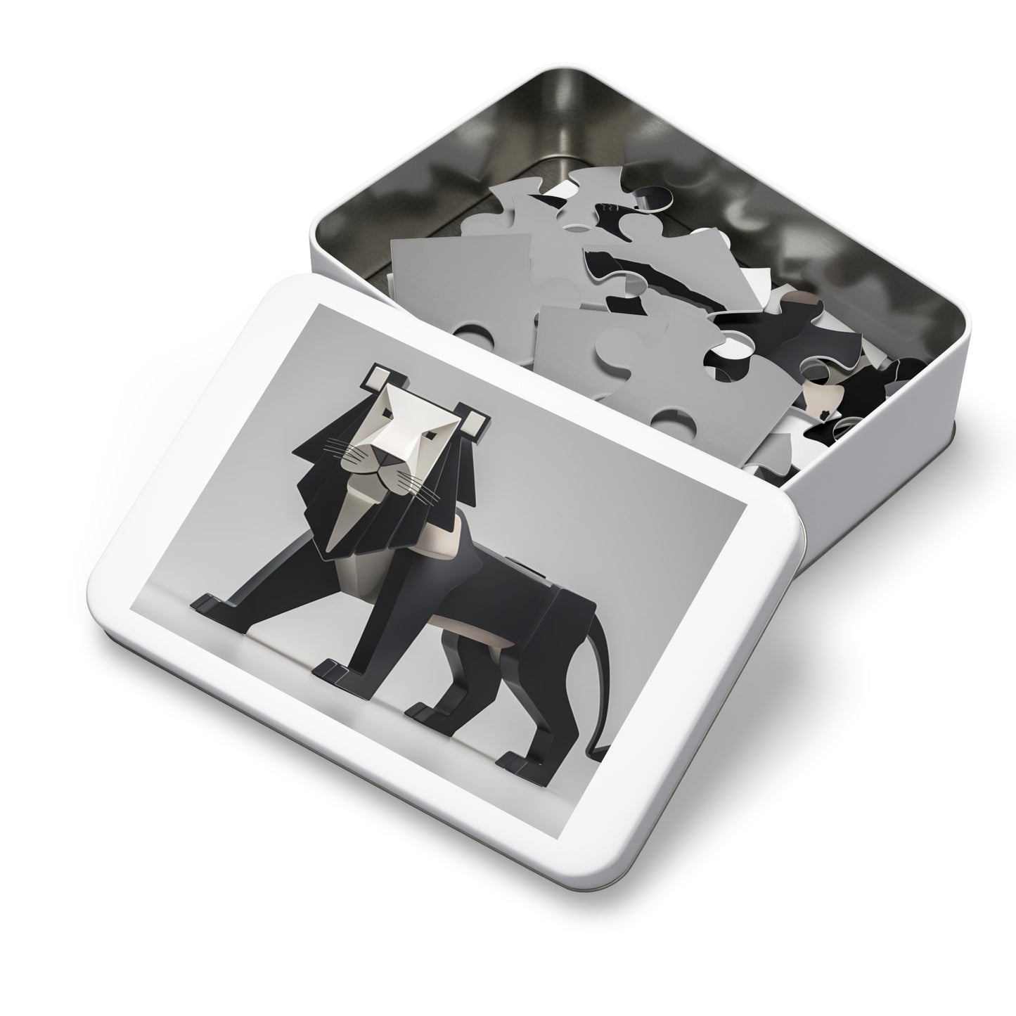 Geometric Lion in Black and White - Jigsaw Puzzle (30, 110, 252, 500,1000-Piece)