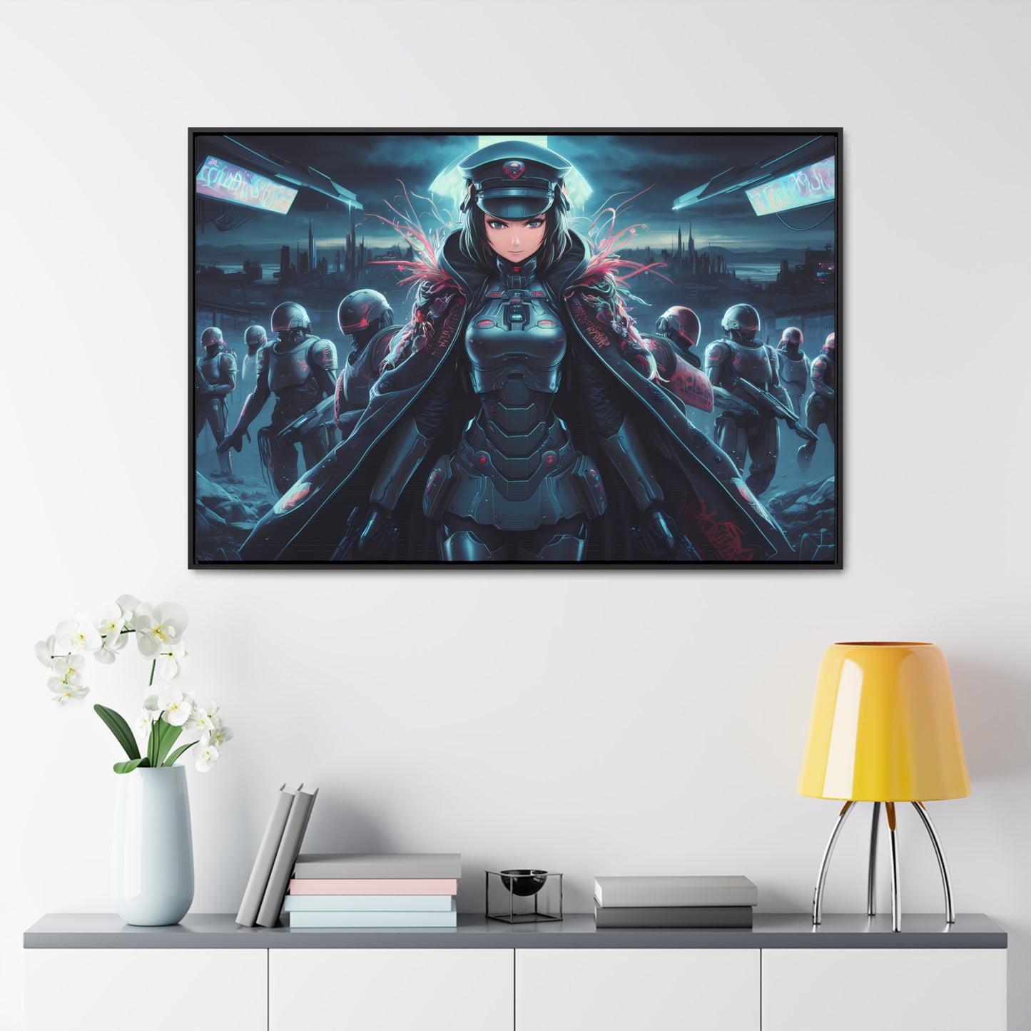 Cybernetic Enforcer: Rise of the Neon Syndicate - Gallery Canvas Wraps, Horizontal Frame