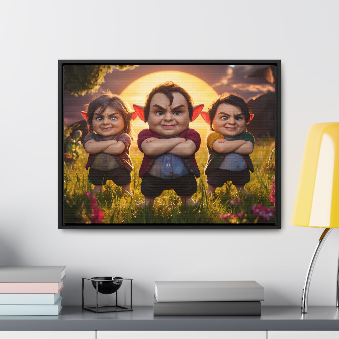 The Mischievous Trio at Sunset - Gallery Canvas Wraps, Horizontal Frame