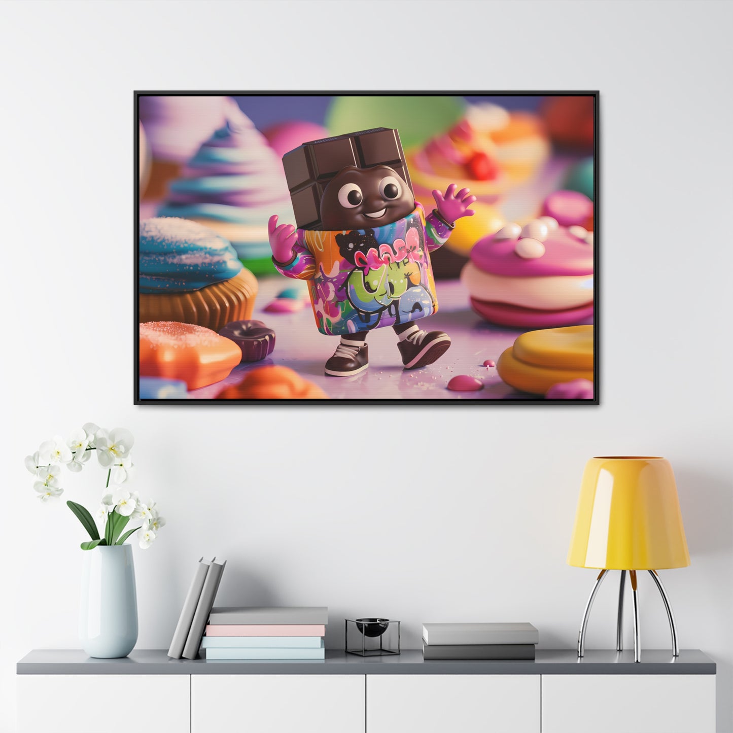 "Choco-Buddy's Sweet Adventure" - Gallery Canvas Wraps, Horizontal Frame