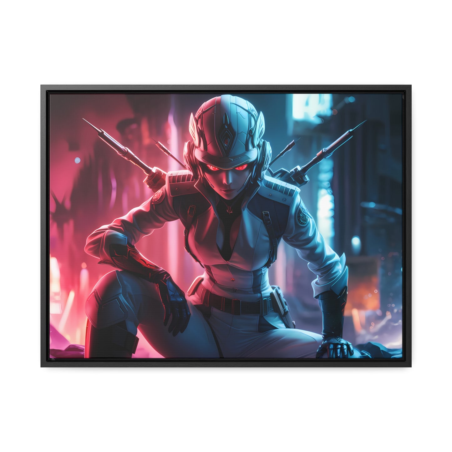 Cybernetic Valkyrie: Neon Enforcer - Gallery Canvas Wraps, Horizontal Frame